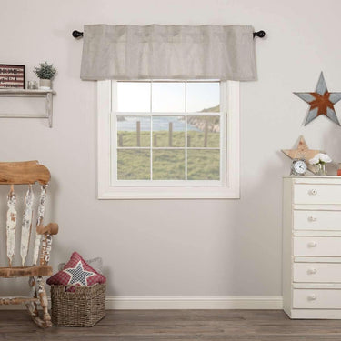 Hatteras Seersucker Blue Ticking Stripe Valance Curtain 16x60 VHC Brands - The Fox Decor